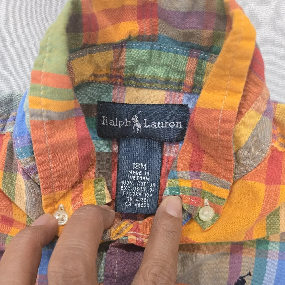 Ralph Lauren Green and Orange Button‎ Down Shirt